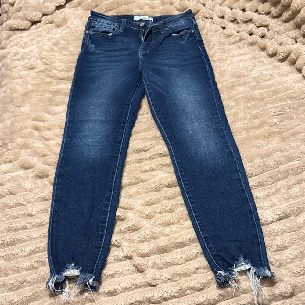 KanCan Dark Blue Distressed Ankle Jeans